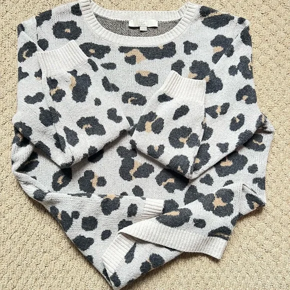 Loft Plus Leopard Print Wool Blend Crewneck Sweater Size16/18 - Picture 8 of 8